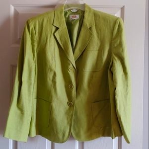 Talbots Petite Lime Green Linen Jacket 18wp